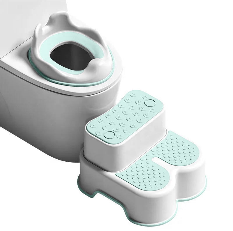 roynoy | Toilettensitz Kinder mit Treppe | Sitzverkleinerer mit Tritthocker | Kloaufsatz | WC Sitz mit Tritthocker (weiß/mint)