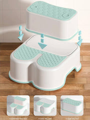 roynoy | Toilettensitz Kinder mit Treppe | Sitzverkleinerer mit Tritthocker | Kloaufsatz | WC Sitz mit Tritthocker (weiß/mint)